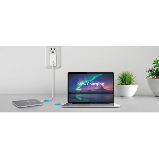 Genius Универсално зарядно за стена Charger Wall GaN - USB Type-C/A 65W White - PD-65AC