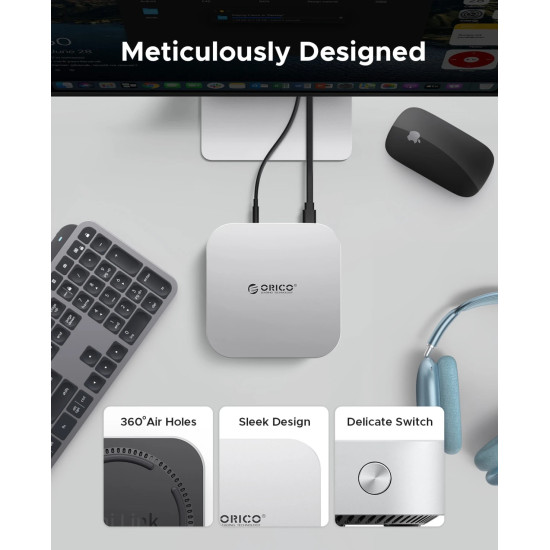 Orico докинг станция SSD Docking station M.2 NVMe - USB4(40Gbps) x 1, USB3.2(10Gbps) x 3, M.2 SSD x 2, SD/TF 4.0 - MiniLink M47P-EU-SV
