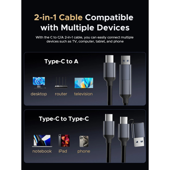 Orico докинг станция Storage - HDD/M.2 Dock - 2 BAY Offline Clone 2.5/3.5/M.2 NVMe USB-C/USB-A - IT28E-C-EU-GY