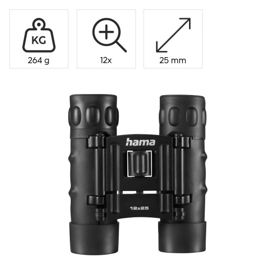 Hama “Vision” Binoculars, 12x25, Roof, BK7, with Focussing Wheel
