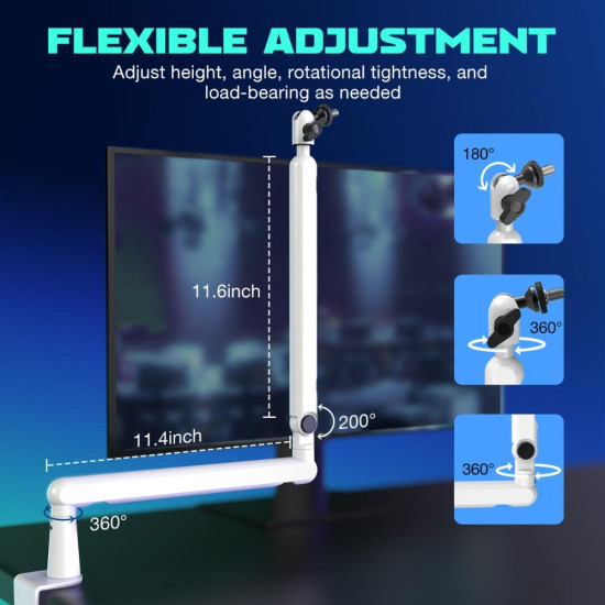 FIFINE BM88 White Steady Full Metal High End Boom Arm Stand