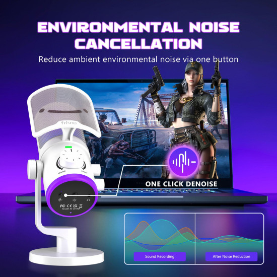 Desktop Microphone FIFINE AM6 RGB - White