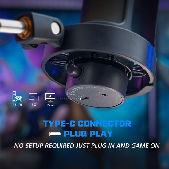 Microphone with Adjustable Arm Stand FIFINE A8T RGB - Black