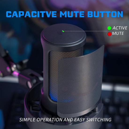 Microphone with Adjustable Arm Stand FIFINE A8T RGB - Black