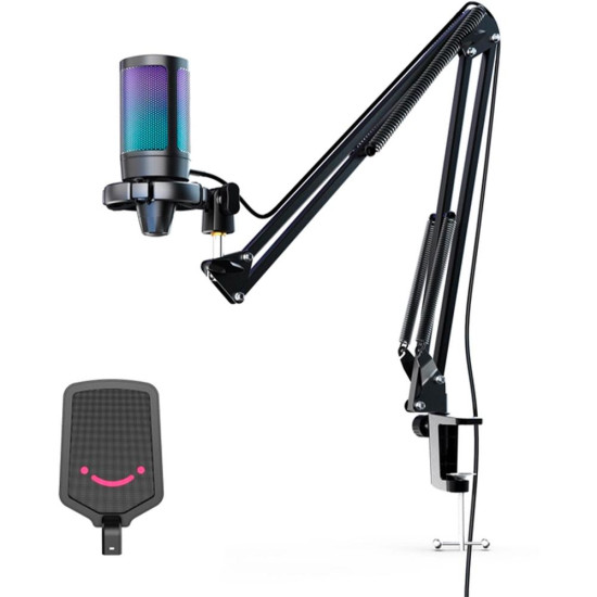 Microphone with Boom Arm FIFINE A6T RGB - Black