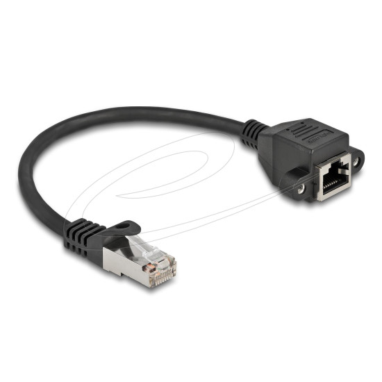 Delock Network cable extension S/FTP RJ45 male to RJ45 female, Cat. 6A, 25 cm, black