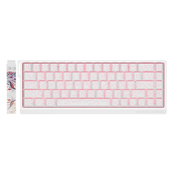Madlions професионална геймърска механична клавиатура Professional Gaming Mechanical Keyboard MAD 68 HE Flagship V2 - 8K, Magnetic Amber Pro Switches - White
