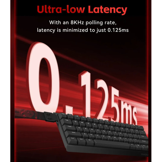 Madlions професионална геймърска механична клавиатура Professional Gaming Mechanical Keyboard MAD 60 HE Flagship V2 - 8K, Magnetic Amber Pro Switches - Black