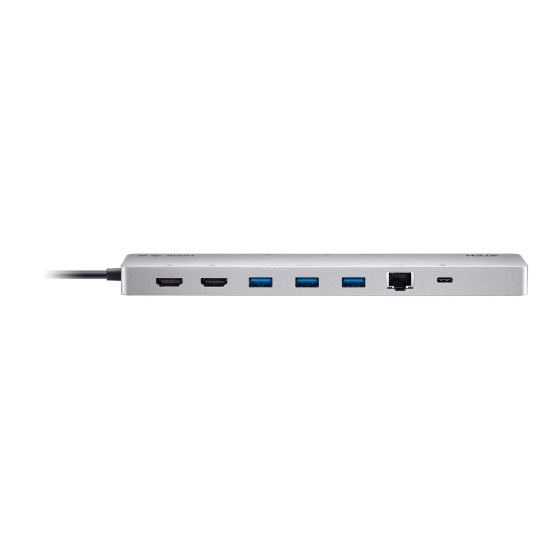 ATEN Докинг 11-in-1 USB-C Multiport Dock + Power Pass-Through, 2 x HDMI, LAN,3.5mm, USB-C, SD Card , microSD, 3 x USB 3.2