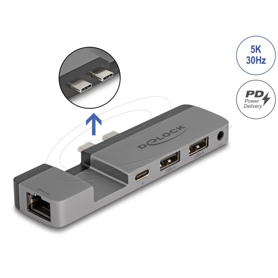 Delock Docking Station for MacBook Pro / MacBook Air Thunderbolt™ 4 with 5K Resolution / 100 W PD / 10 Gbps Hub / LAN / Audio