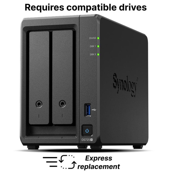 Network storage NAS Synology DS725+, for 2 3.5