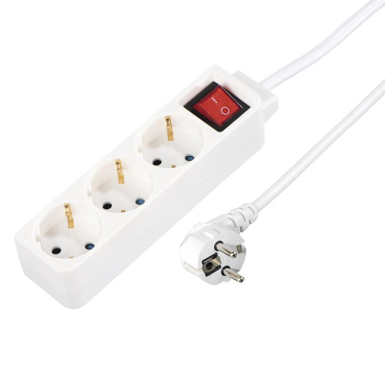Hama Power Strip, 3-Way, with Switch, 1.4 m, white