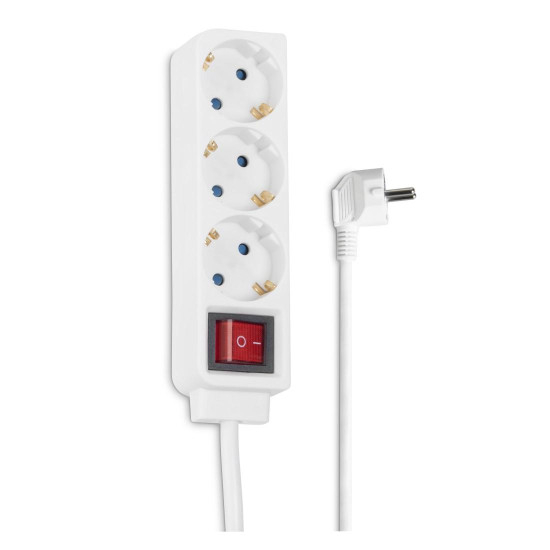 Hama Power Strip, 3-Way, with Switch, 1.4 m, white