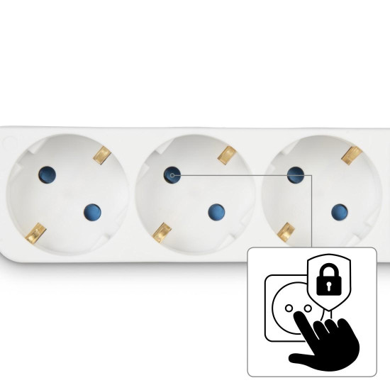 Hama Power Strip, 3-Way, with Switch, 1.4 m, white