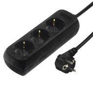Hama 3-Way Power Strip, with Incr. Touch Protect., 1.4 m, black