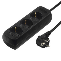 Hama 3-Way Power Strip, with Incr. Touch Protect., 1.4 m, black