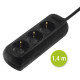 Hama 3-Way Power Strip, with Incr. Touch Protect., 1.4 m, black
