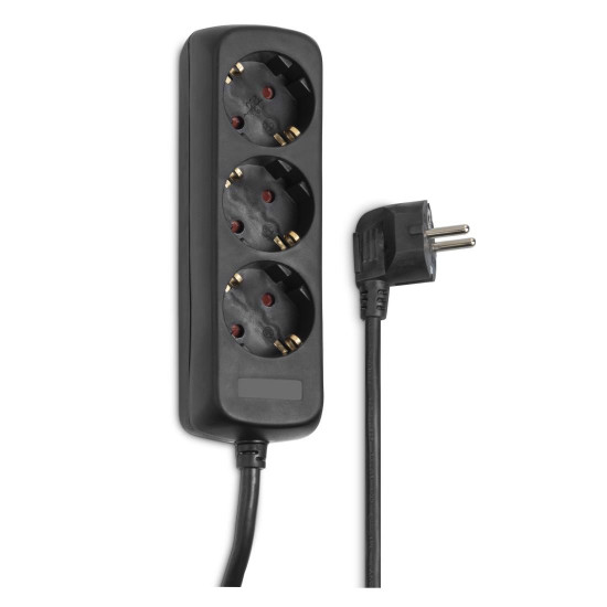 Hama 3-Way Power Strip, with Incr. Touch Protect., 1.4 m, black