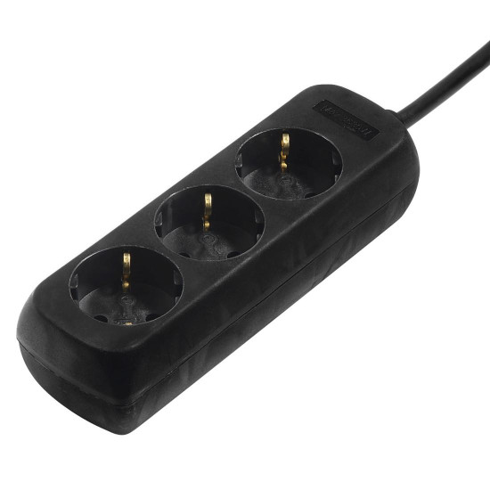 Hama 3-Way Power Strip, with Incr. Touch Protect., 1.4 m, black