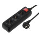 Hama Power Strip, 3-Way, with Switch, 1.4 m, black