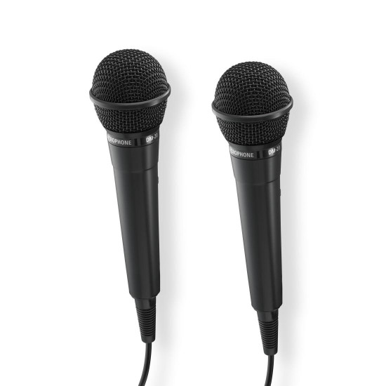 Hama “Karaoke” Dynamic Microphone, Jack Cable 2.5 m + Adap., On/Off, Set of 2