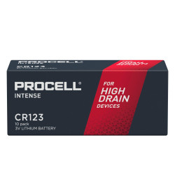 Battery lithium industrial CR123 3V  10 pcs in box PROCELL INTENSE DURACELL /price for 10 batteries/