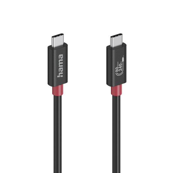 Hama USB-C Cable, E-Marker, USB4 Gen4, 80 Gbit/s, 5 A, 240 W, 1.00 m