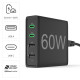 Hama 4-Port Charging Stn, Fast Charger, 2x USB-C, 2x USB-A, PD, 60 W, blk