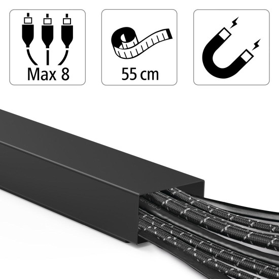Hama Metal Cable Duct, Magnetic, 55 x 5 x 3.2 cm, black