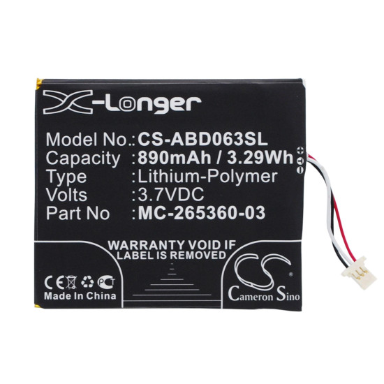Kindle Battery  AMAZON Kindle 7, Kindle 8 58-000083  3,7V  890mAh LiPo CAMERON SINO