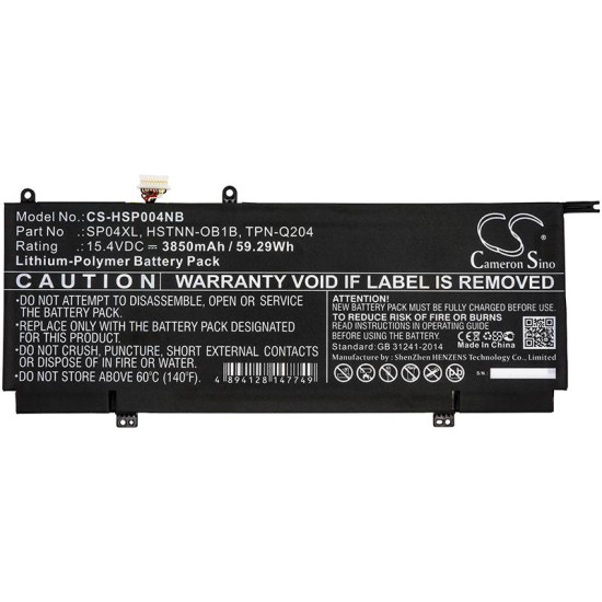 Laptop Battery for HP Spectre X360 13-AP0000NA, HSTNN-OB1B SP04XL LiPo 15.4V 3850 mAh CAMERON SINO