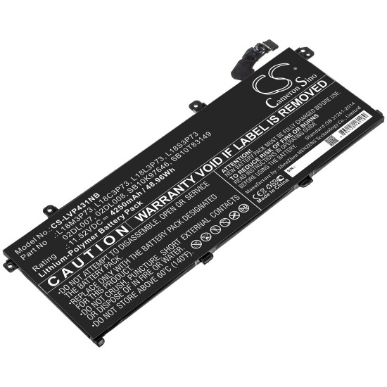 Laptop Battery for  LENOVO ThinkPad P43s, ThinkPad T490, L18C3P73 LiPo 11.52V 4250mAh CAMERON SINO