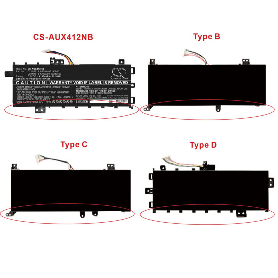 Laptop Battery  ASUS VivoBook 14 X409UA-BV050T, VivoBook 15 F1500EA-BQ2362, C21N1818 LiPo 7.6V 4100mAh CAMERON SINO