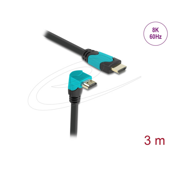 Delock Кабел HDMI, 90°, 48 Gbps 8K 60 Hz, 3 м