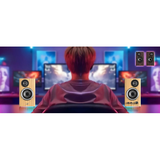 Genius тонколони Speakers 2.0 - SP-HF1812BT - 50W RMS, Bluetooth 5.3, Pine Wood