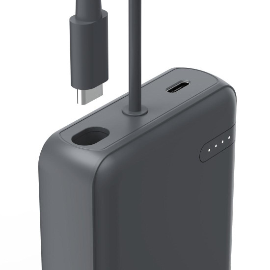 Hama “Travel” Power Pack with Cable, 10000mAh, 2 Outputs: 2x USB-C, anthracite