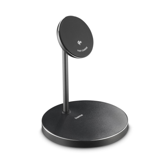 Hama Wireless Qi2 Charger, Inductive Fast Charging, Charging Station Stand, 15 W