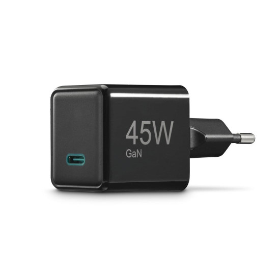 Hama Fast Charger, GaN, USB-C, Super-Mini Charger, PD, 45 W, black
