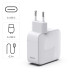 Hama Fast Charger, GaN, 2x USB-C, Extendable Charging Cable, PD, 30 W, white