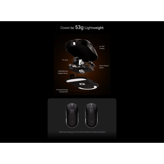 ATK професионална геймърска мишка Wireless Gaming Mouse A9 Plus Tri-mode Nearlink - 1K, White