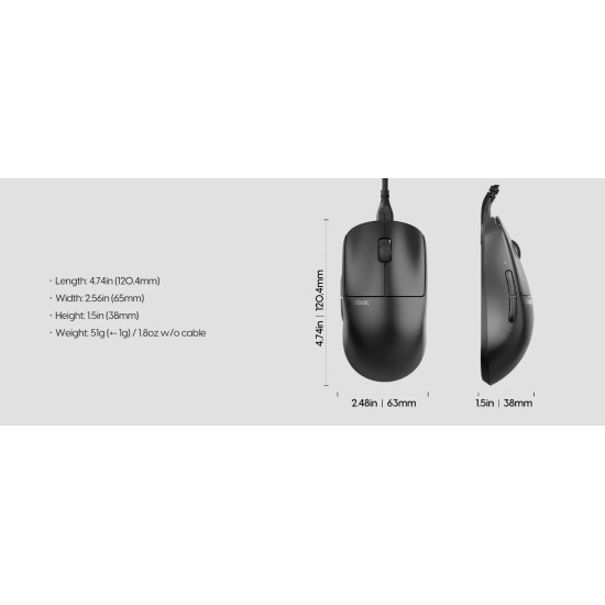 Pulsar професионална геймърска мишка Wired Gaming Mouse X2 Wired Size2 Black