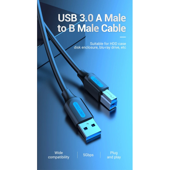 Vention Кабел USB 3.0 AM / BM - 0.5M Black - COOBD