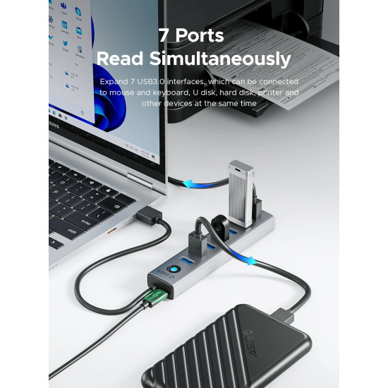 Orico хъб USB3.0 HUB 7 port Black - CL7U-U3-10-GY-BP