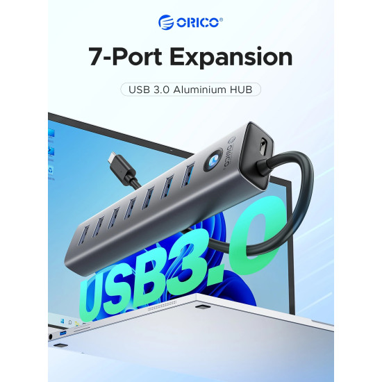 Orico хъб USB3.0 HUB 7 port Black - CL7U-U3-10-GY-BP