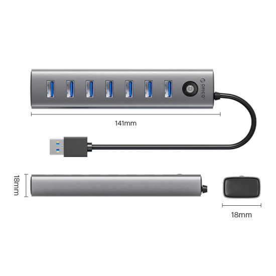 Orico хъб USB3.0 HUB 7 port Black - CL7U-U3-10-GY-BP