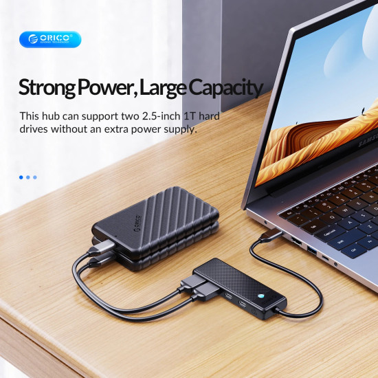 Orico хъб USB3.1 HUB Type-C - 2 x USB3.0, 2 x USB-C - PAPW2AC-C3-05-BK-EP