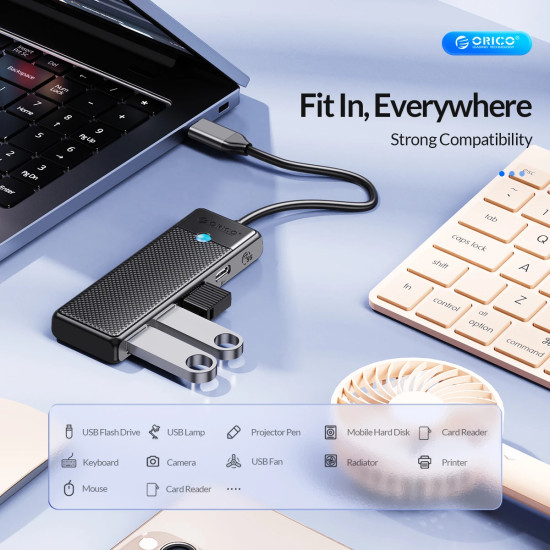 Orico хъб USB3.1 HUB Type-C - 2 x USB3.0, 2 x USB-C - PAPW2AC-C3-05-BK-EP