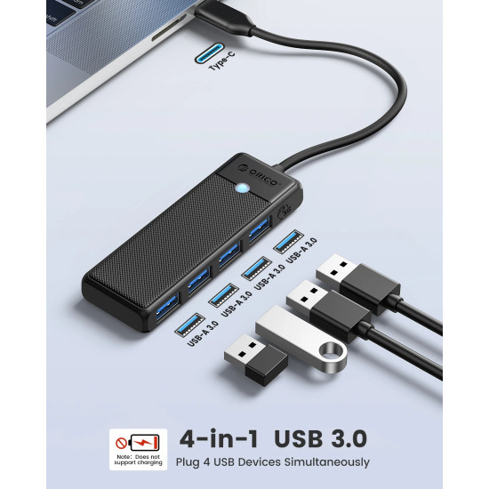 Orico хъб USB3.1 HUB Type-C - 4 x USB3.0 - PAPW4A-C3-015-WH