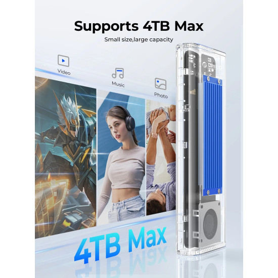 Orico външна кутия за диск Storage - Case - M.2 NVMe M key - 40Gbps, USB-A/USB-C - TCM2-U4-BK-BP