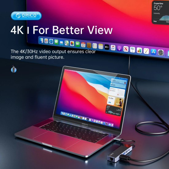 Orico докинг станция Docking Station Type-C - DM-10P-BK-BP - HDMI, USB-C, USB-A x 4, PD100W x 1, LAN (1Gbps), SD/TF